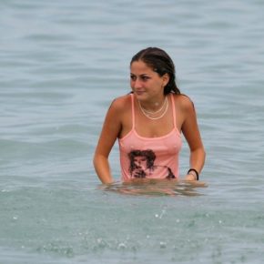 see through tank top by accident at the beach.